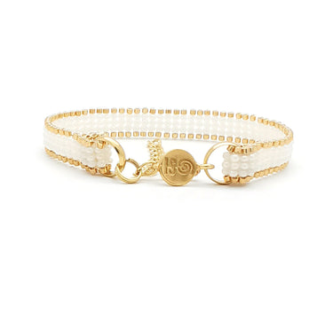Brazalete Telar Dorado Mini Liso Perla